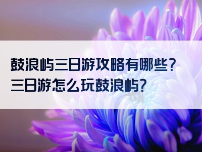 鼓浪屿三日游攻略有哪些？三日游怎么玩鼓浪屿？