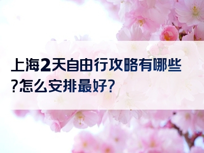 上海2天自由行攻略有哪些？怎么安排最好？