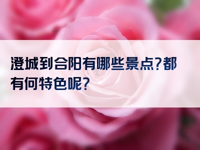 澄城到合阳有哪些景点？都有何特色呢？