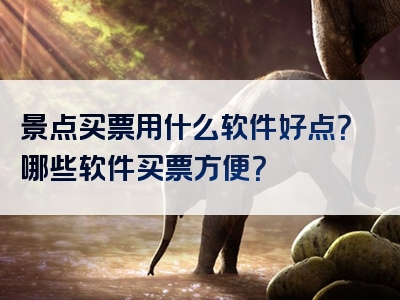 景点买票用什么软件好点？哪些软件买票方便？