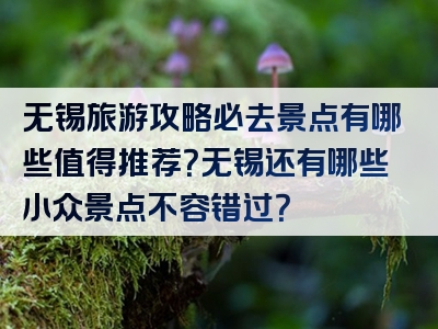 无锡旅游攻略必去景点有哪些值得推荐？无锡还有哪些小众景点不容错过？