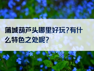 蒲城葫芦头哪里好玩？有什么特色之处呢？