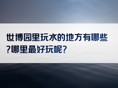 世博园里玩水的地方有哪些？哪里最好玩呢？