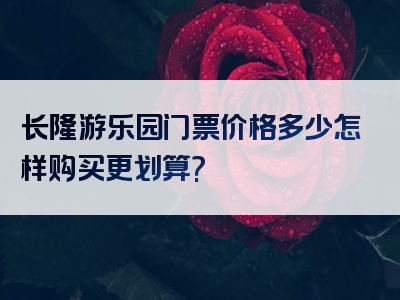 长隆游乐园门票价格多少怎样购买更划算?