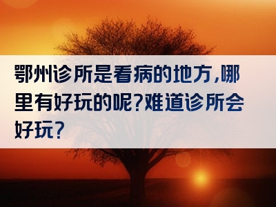 鄂州诊所是看病的地方，哪里有好玩的呢？难道诊所会好玩？