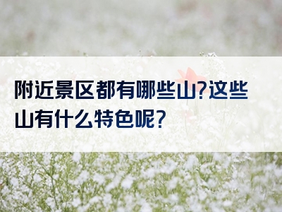 附近景区都有哪些山？这些山有什么特色呢？
