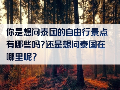 你是想问泰国的自由行景点有哪些吗？还是想问泰国在哪里呢？