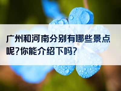 广州和河南分别有哪些景点呢？你能介绍下吗？