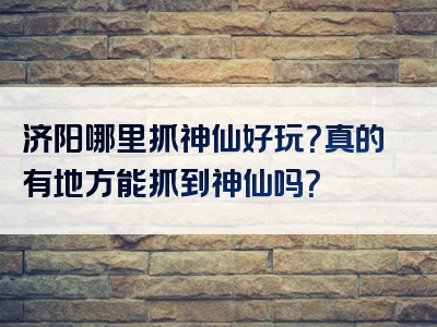 济阳哪里抓神仙好玩？真的有地方能抓到神仙吗？
