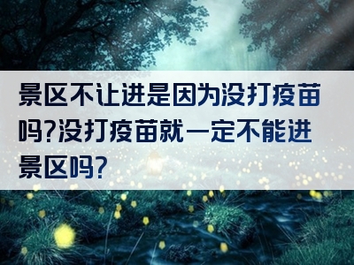 景区不让进是因为没打疫苗吗？没打疫苗就一定不能进景区吗？