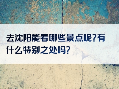 去沈阳能看哪些景点呢？有什么特别之处吗？