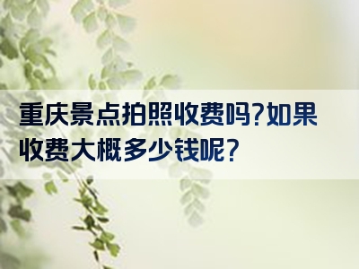 重庆景点拍照收费吗？如果收费大概多少钱呢？