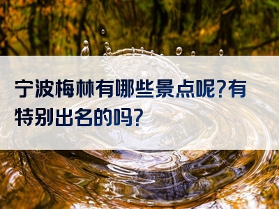 宁波梅林有哪些景点呢？有特别出名的吗？