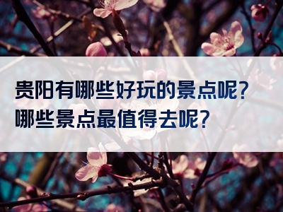 贵阳有哪些好玩的景点呢？哪些景点最值得去呢？