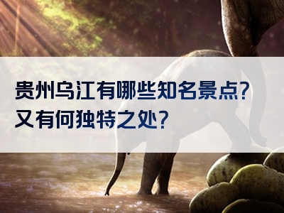 贵州乌江有哪些知名景点？又有何独特之处？