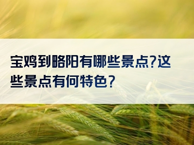 宝鸡到略阳有哪些景点？这些景点有何特色？