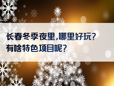 长春冬季夜里，哪里好玩？有啥特色项目呢？