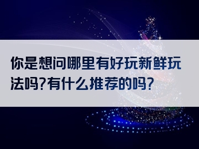 你是想问哪里有好玩新鲜玩法吗？有什么推荐的吗？