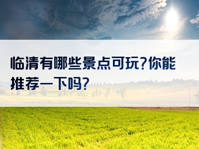 临清有哪些景点可玩？你能推荐一下吗？