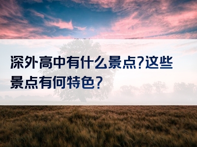 深外高中有什么景点？这些景点有何特色？