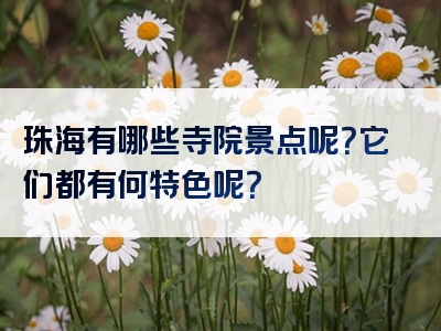 珠海有哪些寺院景点呢？它们都有何特色呢？