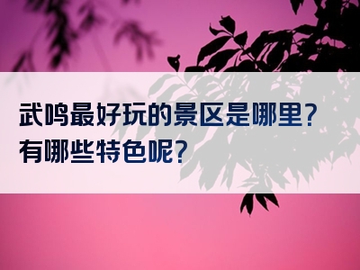 武鸣最好玩的景区是哪里？有哪些特色呢？