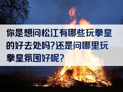 你是想问松江有哪些玩拳皇的好去处吗？还是问哪里玩拳皇氛围好呢？