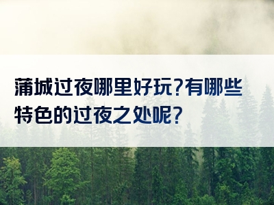 蒲城过夜哪里好玩？有哪些特色的过夜之处呢？