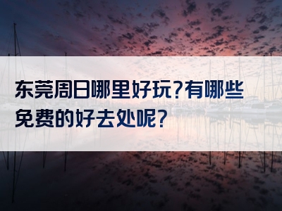 东莞周日哪里好玩？有哪些免费的好去处呢？