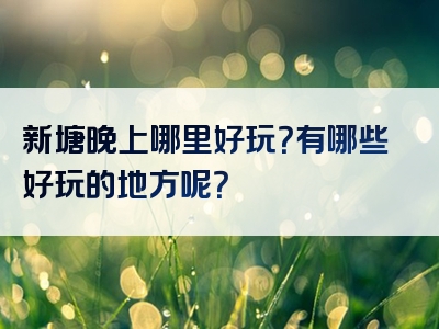 新塘晚上哪里好玩？有哪些好玩的地方呢？