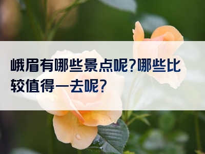 峨眉有哪些景点呢？哪些比较值得一去呢？