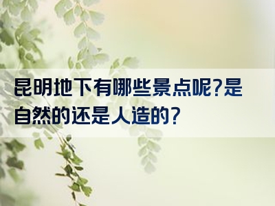 昆明地下有哪些景点呢？是自然的还是人造的？