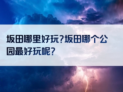 坂田哪里好玩？坂田哪个公园最好玩呢？