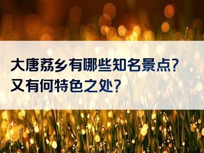 大唐荔乡有哪些知名景点？又有何特色之处？