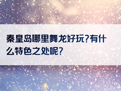 秦皇岛哪里舞龙好玩？有什么特色之处呢？