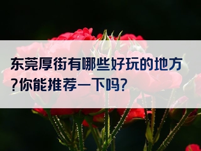 东莞厚街有哪些好玩的地方？你能推荐一下吗？