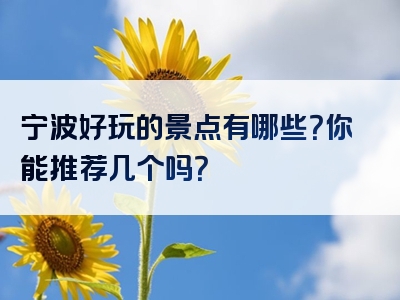 宁波好玩的景点有哪些？你能推荐几个吗？