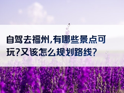 自驾去福州，有哪些景点可玩？又该怎么规划路线？