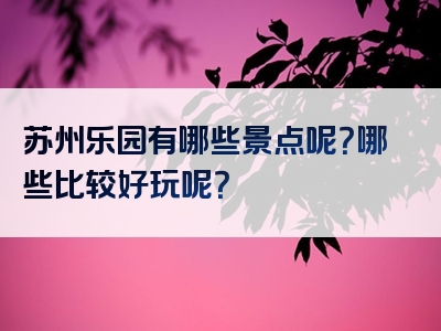 苏州乐园有哪些景点呢？哪些比较好玩呢？