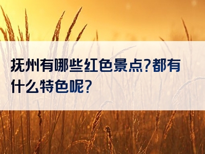 抚州有哪些红色景点？都有什么特色呢？