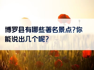 博罗县有哪些著名景点？你能说出几个呢？