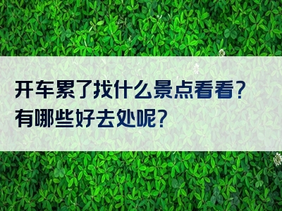 开车累了找什么景点看看？有哪些好去处呢？