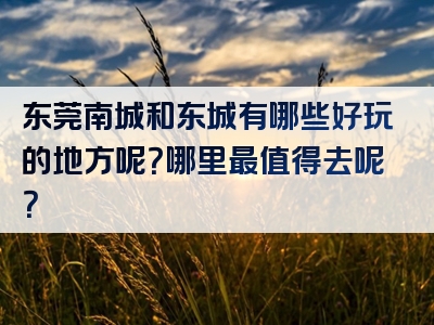 东莞南城和东城有哪些好玩的地方呢？哪里最值得去呢？