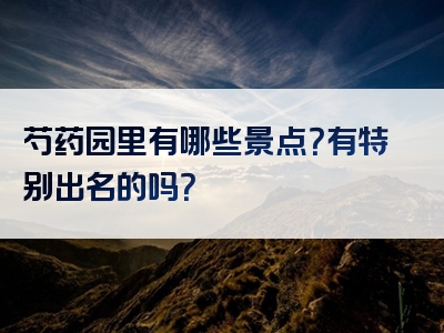 芍药园里有哪些景点？有特别出名的吗？