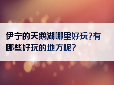 伊宁的天鹅湖哪里好玩？有哪些好玩的地方呢？