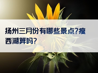 扬州三月份有哪些景点？瘦西湖算吗？