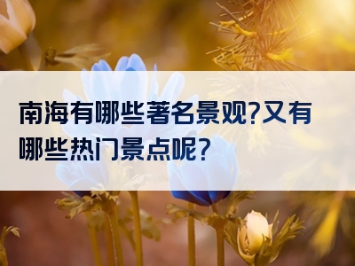 南海有哪些著名景观？又有哪些热门景点呢？