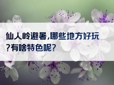 仙人岭避暑，哪些地方好玩？有啥特色呢？