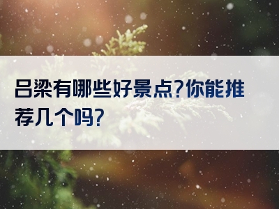 吕梁有哪些好景点？你能推荐几个吗？