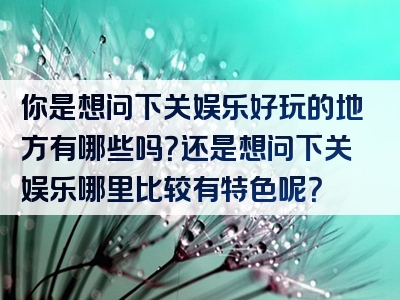 你是想问下关娱乐好玩的地方有哪些吗？还是想问下关娱乐哪里比较有特色呢？